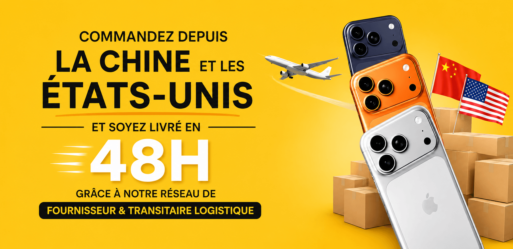 Commandez depuis la Chine et les États-Unis - Livraison 48h Express avec Mobix